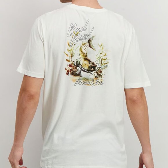 Havana Jim Men Crew Neck Short Sleeve Graphic Print T-shirt, White Size XXL - Picture 1 of 4